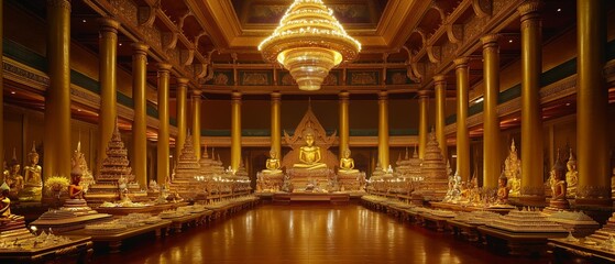 Obraz premium AI generator image of images decorated with gold and gems of Thai temples that are very beautiful.