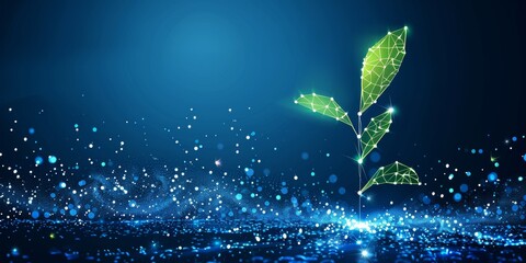 Futuristic digital plant with a green shine, showcasing the fusion of nature and technology, emphasizing innovation and connectivity, Generative AI