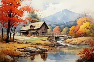 Fototapeta premium Covered bridges - Generative AI