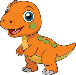 Happy dinosaur cartoon vector illustration on a white background

