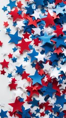 Festive Flowing American Flags with Stars Background
