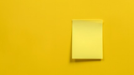 A yellow Sticky Paper notes on yellow background, meeting reminder, stickers, copy space, mockup. 