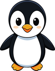 cute baby penguin cartoon Vector illustration waving isolated on a white background
