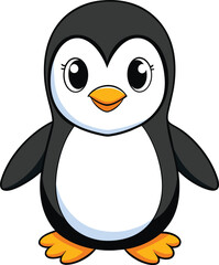 cute baby penguin cartoon Vector illustration waving isolated on a white background

