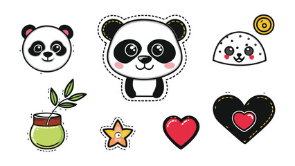 Fototapeta premium Vector collection of cute patch stickers