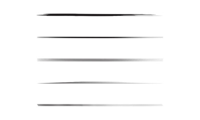 Hand painted ink brush collection. Charcoal pencil straight horizontal lines Scribble black strokes vector set