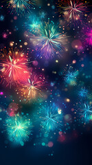 Fototapeta premium Festive colorful fireworks light up the night sky