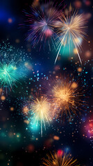 Fototapeta premium Festive colorful fireworks light up the night sky