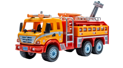 Yellow and Red Toy Fire Truck With Ladder and Water Tank