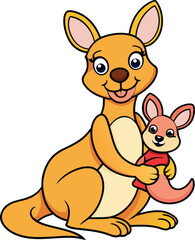 Mother kangaroo with her baby vector

