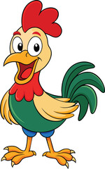 Happy rooster cartoon vector isolated on white background
