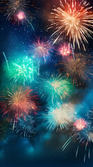 Naklejka premium Festive colorful fireworks light up the night sky