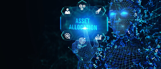 Asset allocation concept.Business, Technology, Internet and network concept.3d illustration