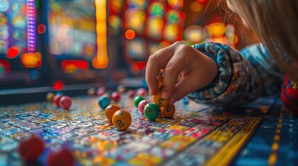 Child's Hand Marking Bingo Card
