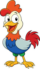 Happy rooster cartoon vector isolated on white background
