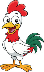 Happy rooster cartoon vector isolated on white background
