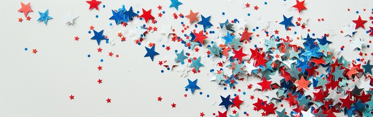 Festive Flowing American Flags with Stars Background