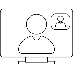 Online Meeting Line Icon