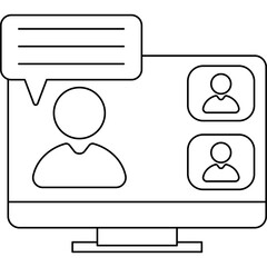 Online Meeting Line Icon