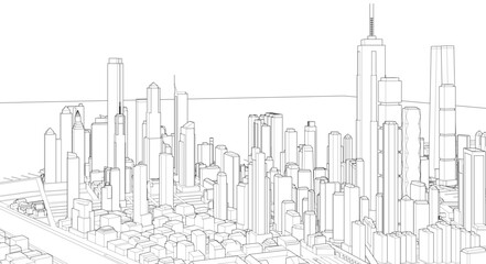 Obraz premium modern city panorama 3d illustration