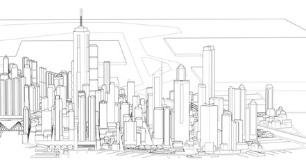  modern city panorama 3d illustration