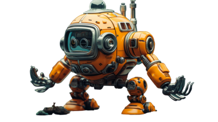 Orange and Black Robot Toy With Claws in Standing Pose