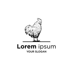rooster hand drawing logo vector illustrations