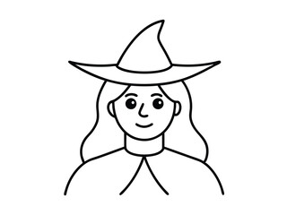 Halloween witch line art, Halloween With With hat vector