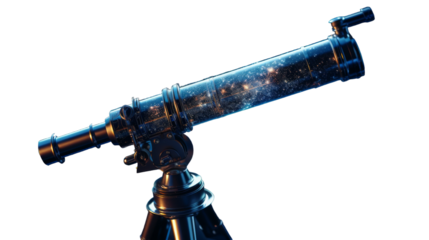 Antique Telescope Viewing a Starry Night Sky