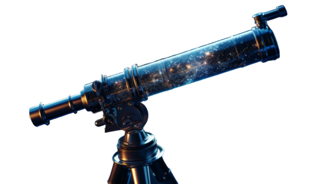 Antique Telescope Viewing a Starry Night Sky
