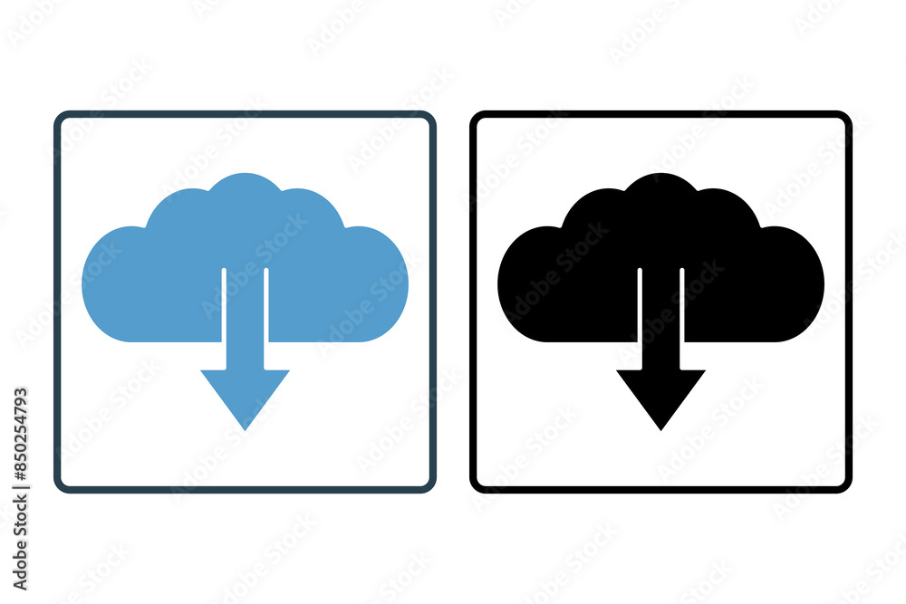 Poster cloud download upload icon. icon related to cloud computing. suitable for web site, app, user interf