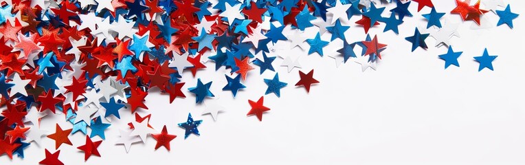 Festive Flowing American Flags with Stars Background