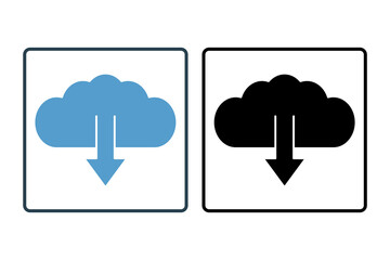 Cloud download upload icon. icon related to cloud computing. suitable for web site, app, user interfaces, printable etc. solid icon style. simple vector design editable