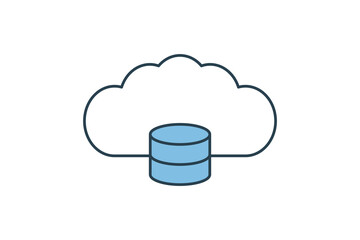 Cloud storage upload icon. icon related to cloud computing. suitable for web site, app, user interfaces, printable etc. flat line icon style. simple vector design editable