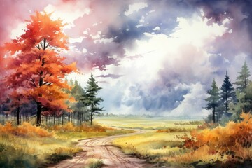Fototapeta premium Autumn storms - Generative AI