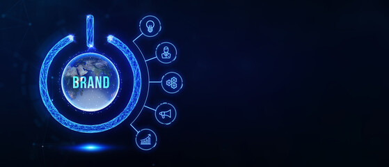 Brand development marketing strategy concept. Business, technology, internet and networking concept. 3d illustration