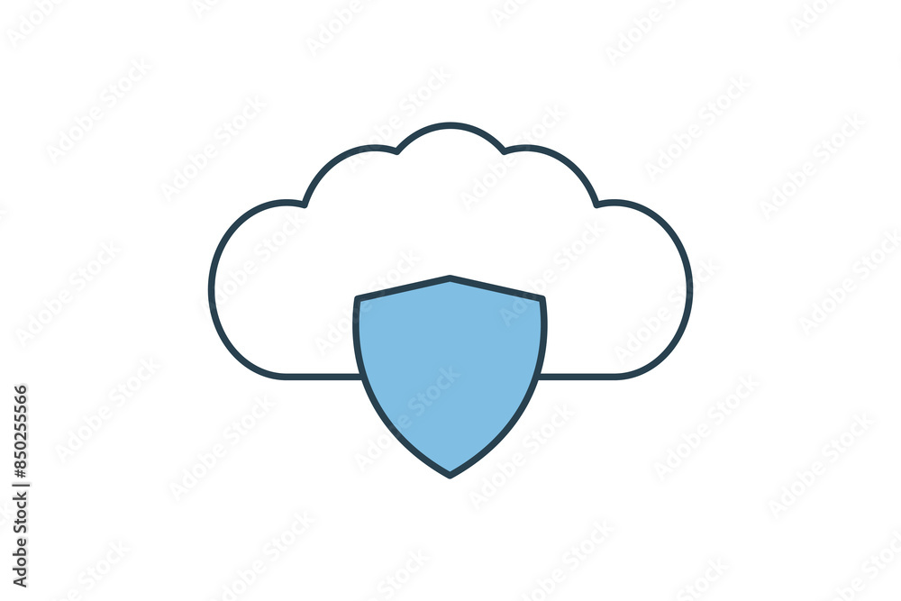 Poster cloud security upload icon. icon related to cloud computing. suitable for web site, app, user interf