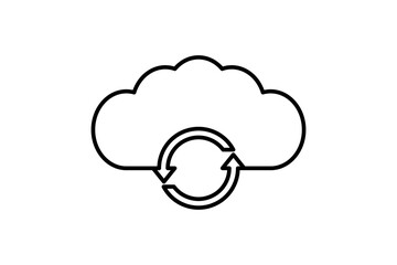 Cloud sync icon. icon related to cloud computing. suitable for web site, app, user interfaces, printable etc. line icon style. simple vector design editable