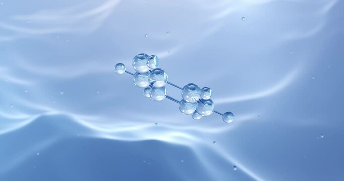 Phenol rotating molecular structure, 3d model of molecule, benzenol, looped video