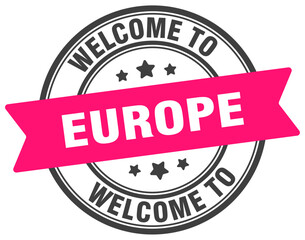 Welcome to europe stamp. europe round sign