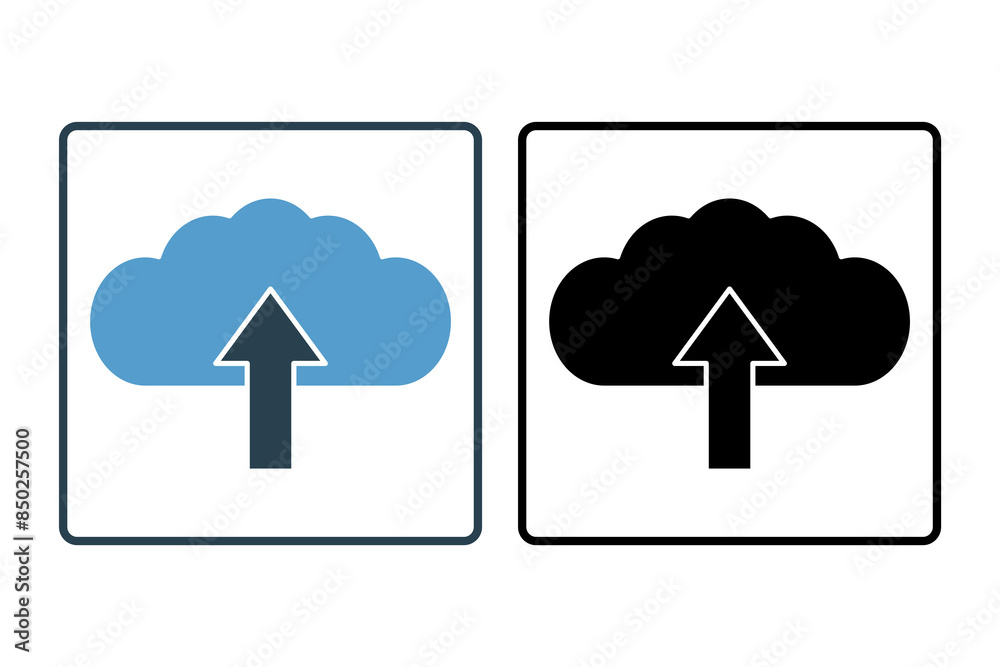 Poster cloud upload icon. icon related to cloud computing. suitable for web site, app, user interfaces, pri