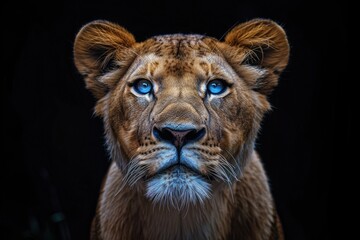 Fototapeta premium Lion and black background