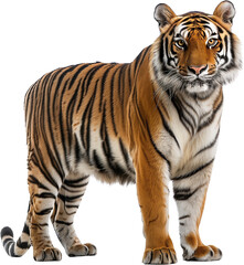 Tiger locks its gaze on the front, emanating strength and dominance