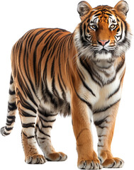 Fototapeta premium Tiger focuses intently forward, its gaze unwavering and commanding