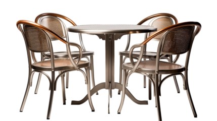 Metal Table And Chairs Set With Cane Backrests