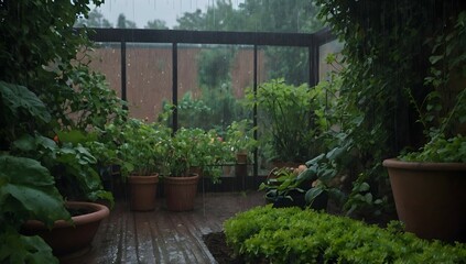 Home, garden, rain