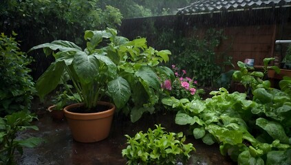 Home, garden, rain