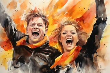 Obraz premium The roaring fans of Germany - Generative AI