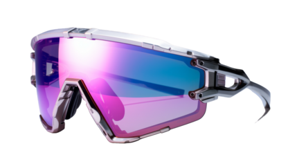 White Frame Sunglasses With Blue And Pink Mirrored Lenses