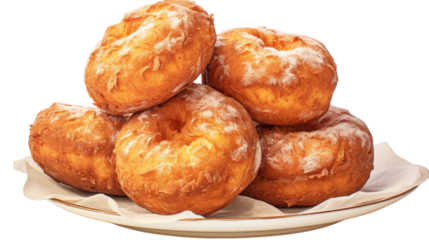 Freshly Baked, Golden Brown Donuts With Powdered Sugar